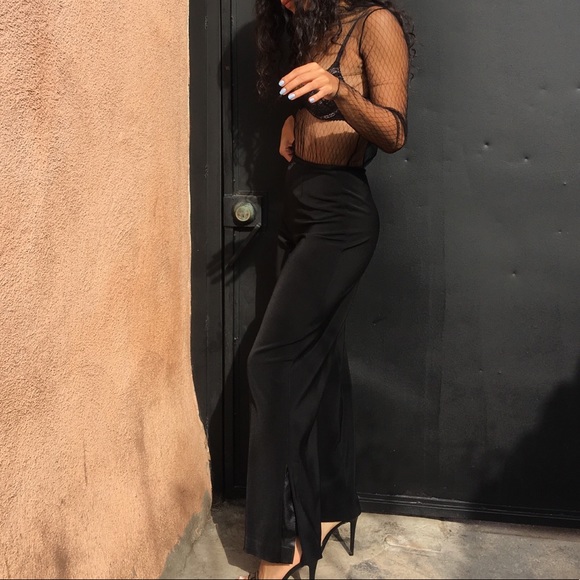 vintage black trousers with satin detail - Picture 4 of 6